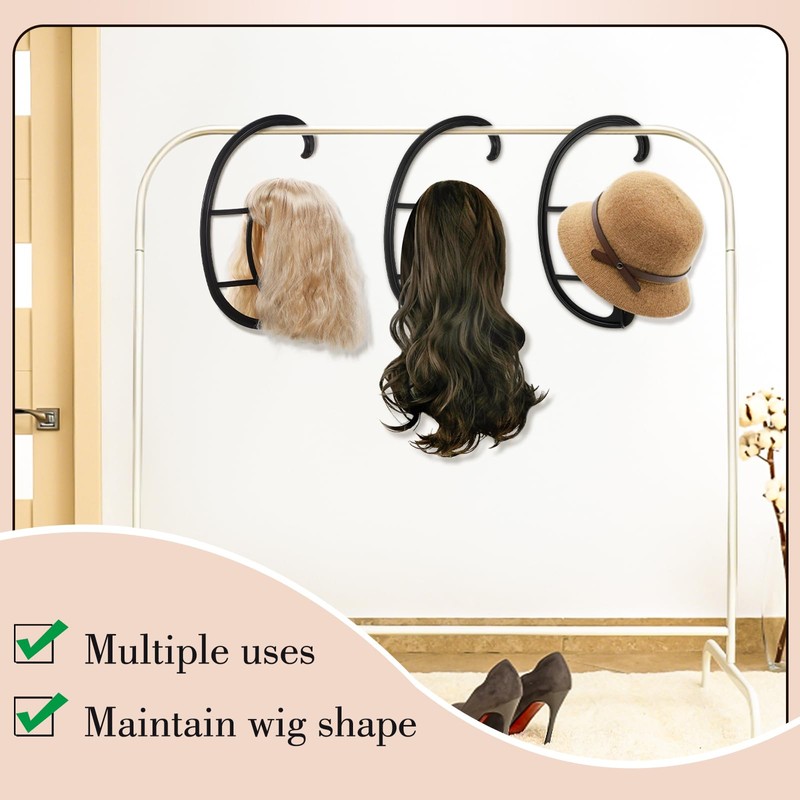 obeoby Hanging Wig Stand, Collapsible Wig Hanger Portable Hanging Stand