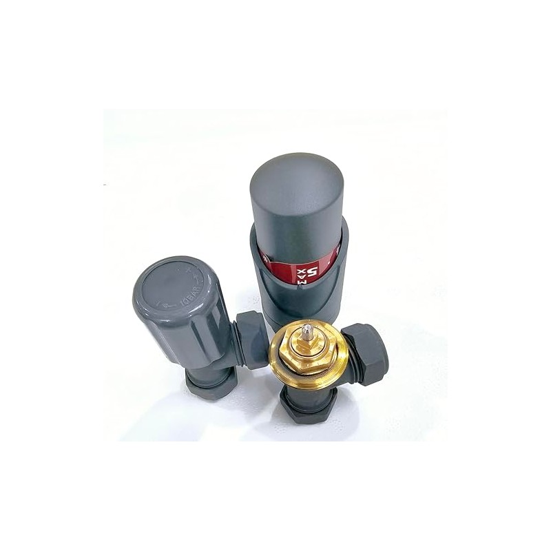 Wärmer System Angle Grey Plated Thermostatic Radiator Valve Vertical Or