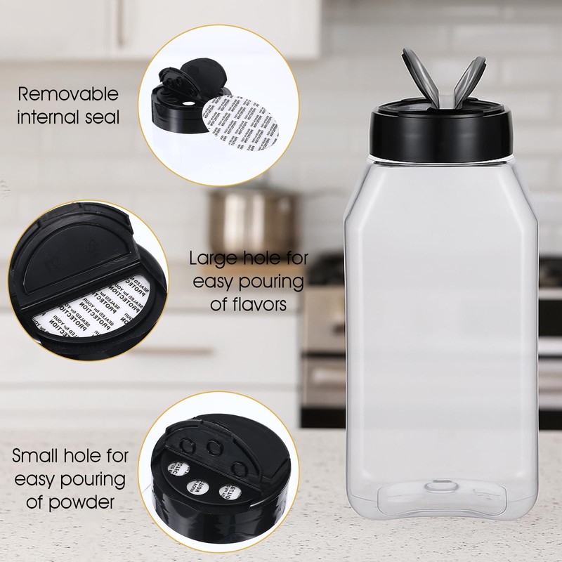 Molain 28 Pcs 16oz Plastic Spice Jars with Shaker Lids,