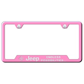 Au-TOMOTIVE GOLD Laser Etched Logo Cut-Out License Plate Frame for Jeep Endless (Pink)