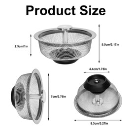Pack of 4 Drain Plugs, Kitchen Sink, Drain Strainer, Stainless Steel, Universal Sink Plug, Sink Plug for Sink, Strainer Basket, Sink Accessories, 80-85 mm Sink Strainer