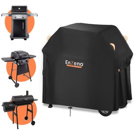 Enzeno Barbecue Cover, Weatherproof, Gas Grill Cover, Rainproof, BBQ Grill Protective Cover, Dustproof Grill Tarpaulin for Weber, Brinkmann, Char Broil, 105 x 49 x 102 cm, Black