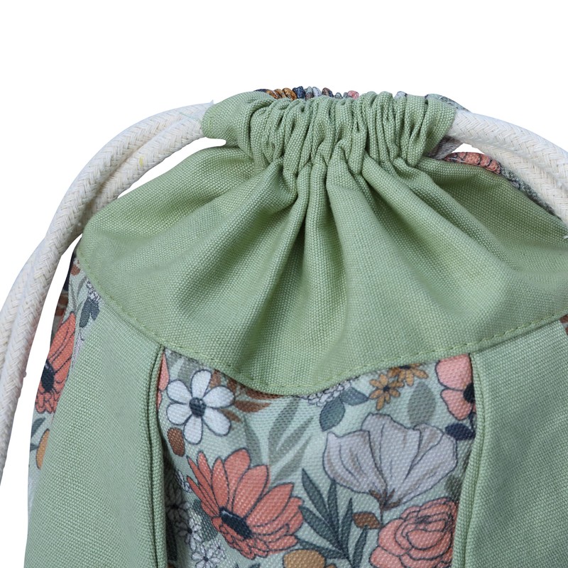 Papierdrachen Rabbit Backpack Flowers & Green - Cotton / Canvas