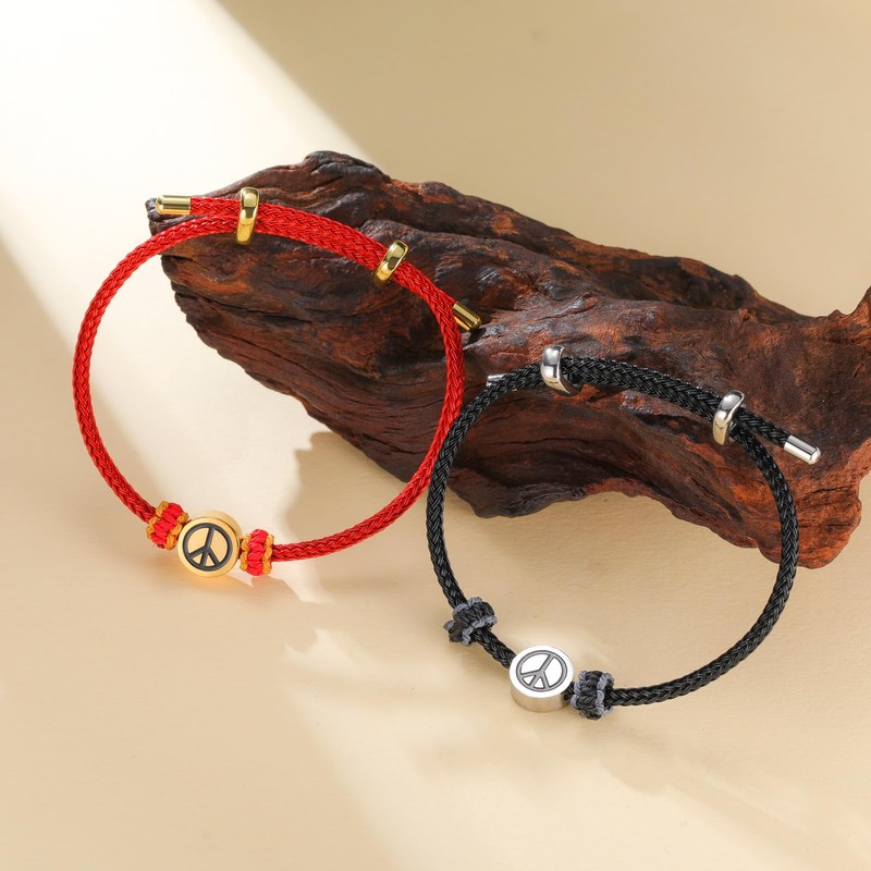 Dreamtimes Peace Symbol Bracelet for Men Women Hand Made Rope