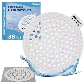 Disposable Shower Drain Hair Catcher 38 Pack, Peel and Stick Mesh Drain Covers for Bathtub Bathroom Kitchen Sink and Laundry