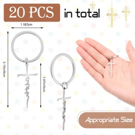 Landical 20 Pcs Bulk Faith Cross Keychain Christian Gifts for Women Religious Gifts Mother's Day Graduation Party Favors