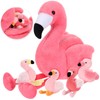 Skylety 18 Inches Flamingo Stuffed Animal with 4 Babies Plush