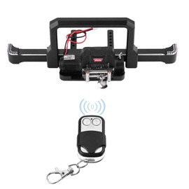 FOSA RC Car Front Bumper with Winch, Aluminum Alloy Front Bumper with Winch and Wireless Remote Controller for Traxxas -4 RC Car Crawler Upgrade Part Accessory