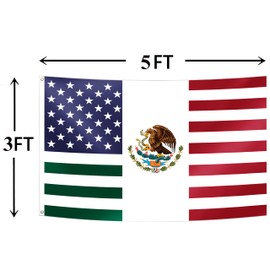 Double Sided American Mexican Friendship Flag 3x5FT USA Mexico Flag Fade Proof Vivid Color Polyester with Brass Grommets For Indoor Outdoor (B, 3x5FT 3Ply)