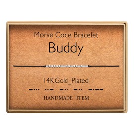 SANNYRA Adjustable Buddy Morse Code Bracelet, Secret Message Friendship Trendy Jewelry for Women, 14k Gold Plated Beads on Silk Cord Friendship Gift for Her