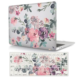 Case Compatible with MacBook Pro 13 Inch 2015 2014 2013 2012 Model A1502 & A1425, Plastic Hard Shell Protective Case & Keyboard Cover for Mac Pro 13 with Retina Display - Flower