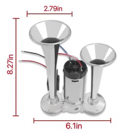 600DB Super Loud Electric Vehicle Air Horn Kit - With Compressor, 12V Waterproof Air Horn Replacement Kit, Car EZGO、 Yamaha UTVS, ATV, Truck, Ship, General Motors Horn Parts