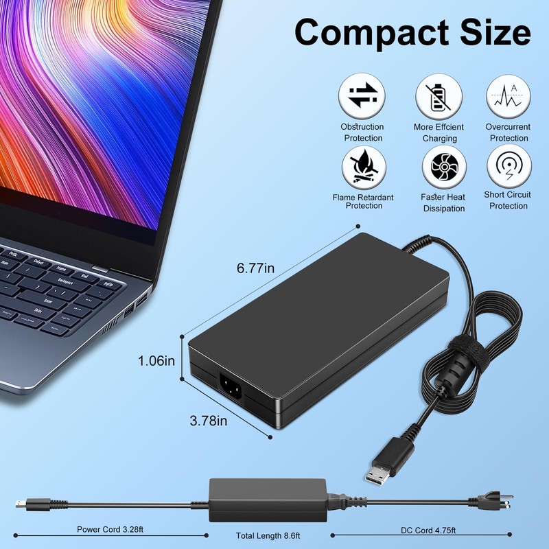 240W USB Tip Laptop Charger for MSI GE76 GE66 Raider
