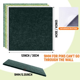 Hahafelt 16 Pack Large Felt Cork Boards School Bulletin Boards 12" x 12" Felt Wall Tiles Removable Alternative Cork Tiles for Teachers Walls Office Gifts Pin Board Tack Board(Green Series)
