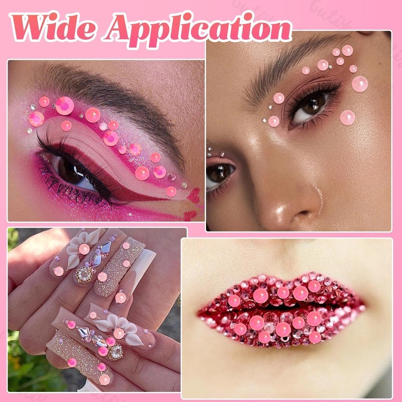 14000Pcs Pink Flatback Rhinestones and Pearls for Bedazzling Kit