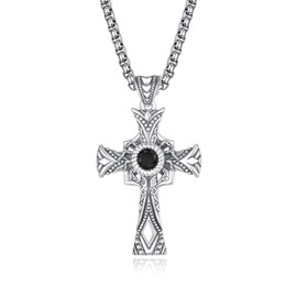 Ruichicoo Cross Necklace Sterling Silver Gothic Spider Cross Punk Pendant Cross Gothic for Men Women