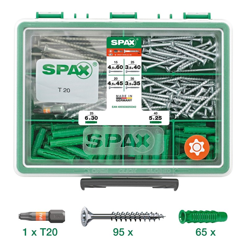 SPAX Assortment small, screw set with 4 dimensions + dowels,