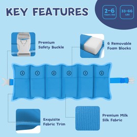 Toddler Swim Belt for Kids 2-6 Years Boys Girls Swim Trainer 33-66 lbs Adjustable Back Float Belt Water Safety Training Floaties for Pool Beach