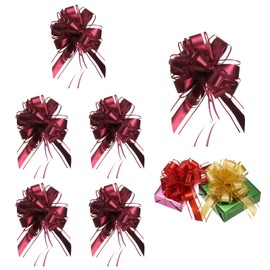 PATIKIL 6 Pcs Large Pull Bow Gift Wrapping, 9 Inch Ribbon Organza Wine Red Bows for Gift Wrapping Wedding Baskets Car