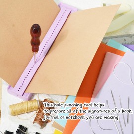 UPTTHOW 19 Pcs Signature Punching Tools for Bookbinding Supplies with an Awl and Cradle, Needle, Waxed Thread, Ruler, Bone Folder, Paper Clip, Plastic Easy Scrapbooking Kits for DIY Crafts, Notebook