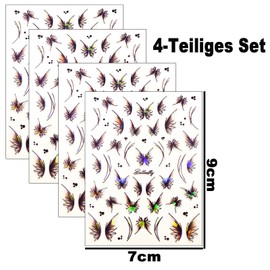 Nurila 4 Blatt Nagelsticker, Braun 3D Nagelsticker Selbstklebend Schmetterling, Nageltattoos Nagelfolien Für DIY Nagel Dekoration Bemalt Nageldesign Zubehör Selbstklebend Bunte Sticker Festival Gesche