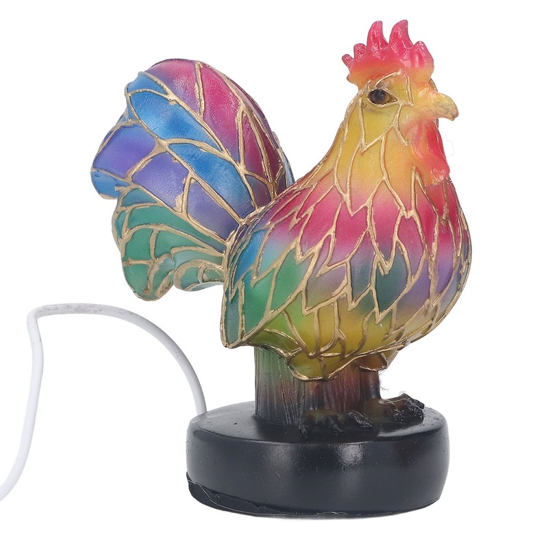 Stained Resin Rooster Table Lamp Night Light LED Animal Night