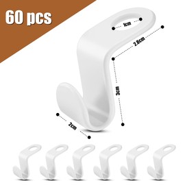Pack of 60 Clothes Hangers Connecting Hooks, Hooks for Hangers Hanger Connection, Space-Saving Hanger Connectors for More Space and Order in the Cupboard (White)