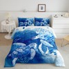 Homewish Sea Turtle Bedding Set Full,Octopus Seaweed Silhouette Comforter for