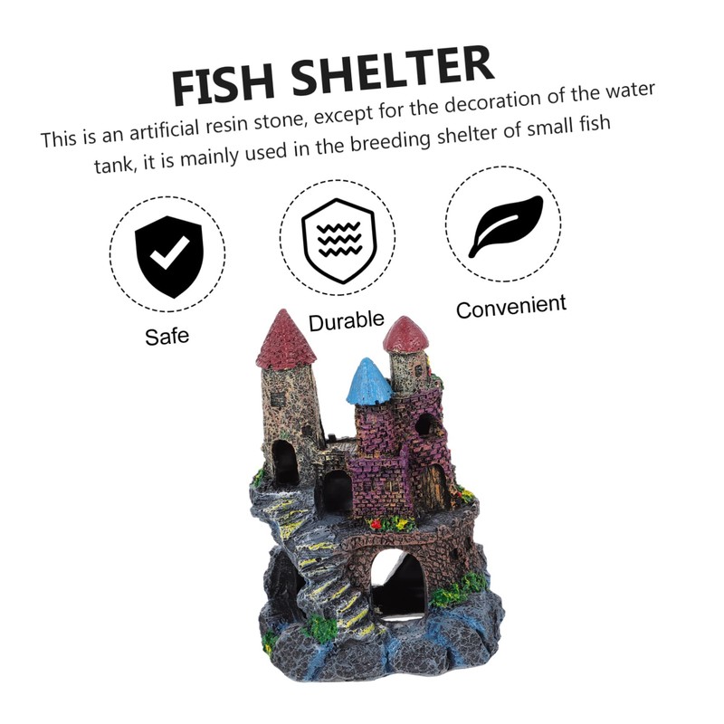 Sosoport 2pcs Aquarium Castle Ornament Fish Tank Background Resin Craft
