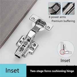 2 Pcs Inset Soft Close Hinges, Heavy-Duty Frameless European Concealed Hinges for Kitchen Cabinets and Wardrobes