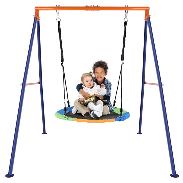 40”Saucer Swing with Frame，500lbs Kids Swing Set for Outdoor Backyard，Saucer