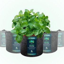 Flora 5-Gallon Thickened 300G Nonwoven Fabric Grow Bags for Plants, Heavy-Duty Pots with Handles 1-Pack