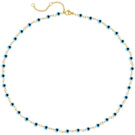 BENEIGE Gold Evil Eye Necklace For Women,14K Gold Plated Dainty Blue Evil Eye Choker Necklace Jewelry for Women