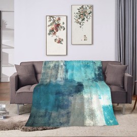 Teal Grey Turquoise Throw Blanket Soft Cozy Plush Warm Fleece Blanket for Sofa Couch Bed 60"X50"