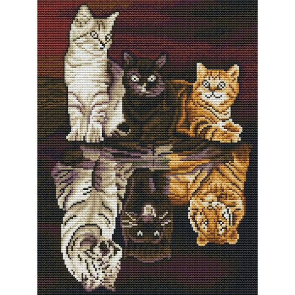 Awesocrafts Cross Stitch Stamped Kits Reflection Cat Tiger Easy Patterns