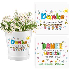 Faccito 4 Stickers for Flower Pot Thank You Stickers Thank You for Helping Me Growth Educator Gift Nursery Thank You Gift (Flowers, Holding Hands)