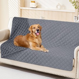 Smiry Waterproof Dog Blanket, Reversible Dog Bed Cover Pet Blanket, Soft Couch Cover for Dogs Washable, Bed Couch Sofa Furniture Protector for Puppy Cat Kids (52"x82", Grey/Dark Grey)