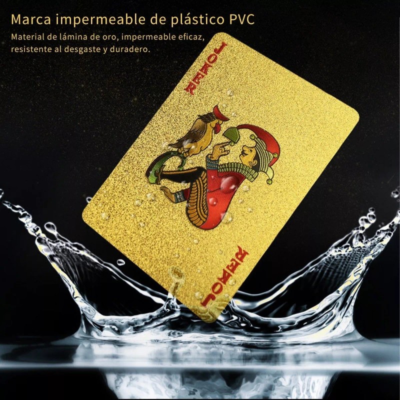 Show Me Baraja Naipes Impermeable Lámina Oro Y Plateado