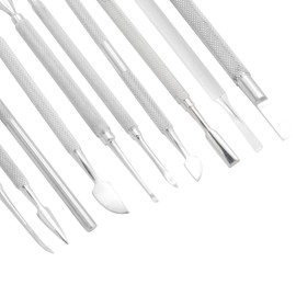 G4 Vision Professional Pusher Sets Cutter Easily Gel Nail Polish Scraper Learning Do Nails at Home Use Cuticle Remover Fingernails Toenails Pedicure Manicure Tools (10 Piece)