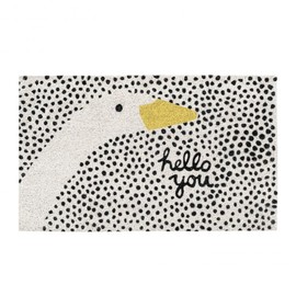 Black & White Hello You Door Mat Fun Goose Head Polka Dot Doormat Novelty New Home Gift Bombay Duck Machine Washing Novelty Funny Door Pad Shoe Mat Porch Decor 20x32 Inches