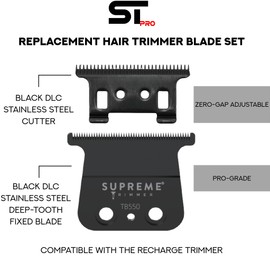 Supreme Trimmer Replacement Deep Tooth T-Blade TB550 | 0 Gap Adjustable, DLC Coated Stainless Steel Trimmer Blade for Darkstar Trimmers