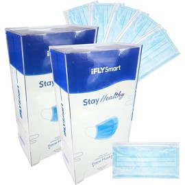 IFLY Smart 200pcs Disposable Face Masks (2pack) with Acrylic Dispenser - 3ply - Individually Wrapped - Meltblown Fiber Coth (400 masks total)