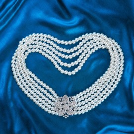 ROFIFY Audrey Hepburn Style Costume Party Large Size Faux Pearl Necklace Stud Pin Earring Inspired by Breakfast at Tiffany's for Women LFFJ038 zhen