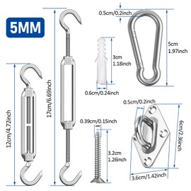 M5 Awning Mounting Accessories, Awning Triangular Mounting Set, Awning Stainless Steel Ring Bolt Awnings Mounting Assembly Set for Triangle and Square Hardware Accessory Kit
