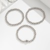 Impurain Silver Initial Cute A-Z Stretch Bead Stackable Bracelet with