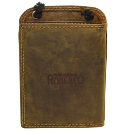 Roberto Genuine Leather Neck Pouch in Dark Brown, dark brown, rfid wallet