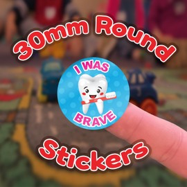 Stone Melon School Reward Stickers 144 I was Brave Dentist Bravery Teeth Brushing Stickers 30mm Round Awards Nursery Teachers Parents Children Kids
