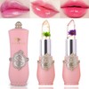 2 Pack Crystal Flower Jelly Lipstick,Magic Color Changing Lipstick,PH Clear