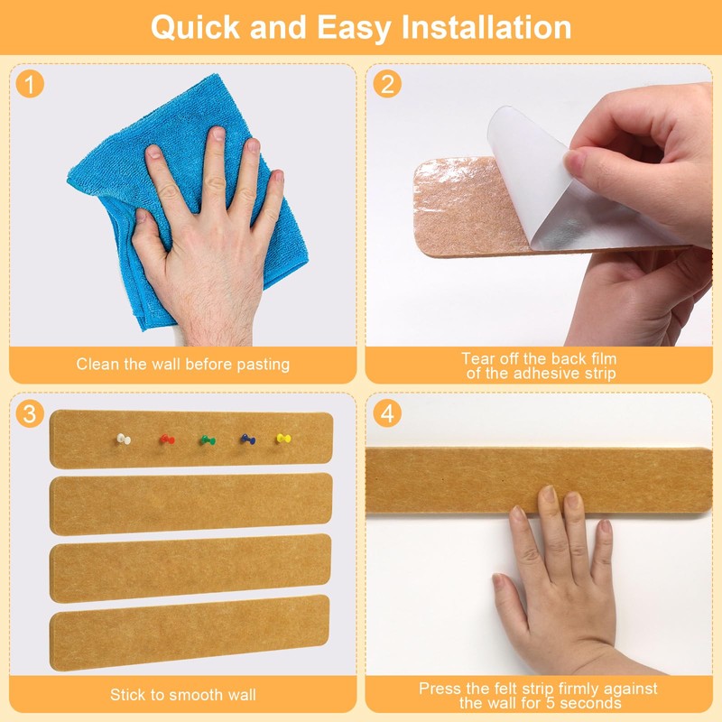Fushing Cork Boards Felt Bulletin Boards, 13"x2" Pin Boards with