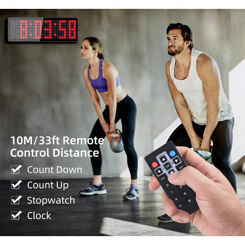 AnExer 13.2'' Gym Timer, Gym Clock, Large LED Digital Wall